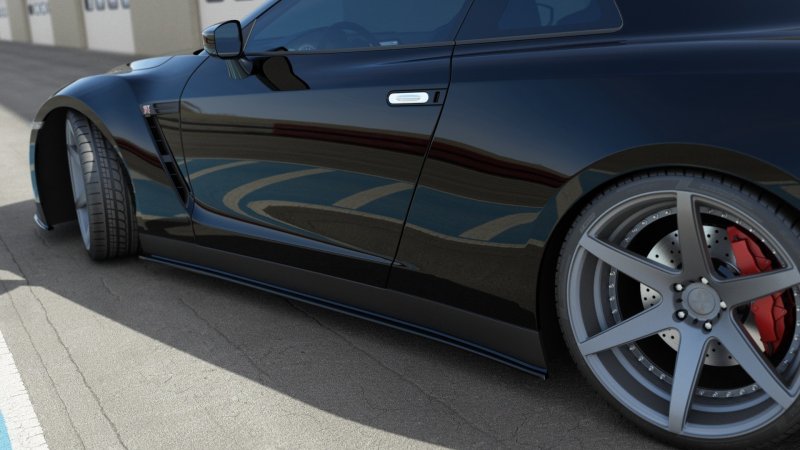 Maxton Seitenschweller Ansatz für NISSAN GT-R vor Facelift COUPE (R35-SERIES) schwarz Hochglanz NI-GTR-3-SD1-G