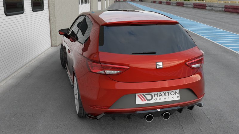 Maxton Diffusor Heck Ansatz V.2 für Seat Leon Cupra Mk3 FL Hatchback schwarz Hochglanz SE-LE-3F-CU-RS2-G
