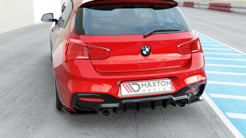 Maxton Diffusor Heck Ansatz für Bmw 1 F20/ F21 Facelift M-Power schwarz Hochglanz BM-1-F20F-M-RS1-G