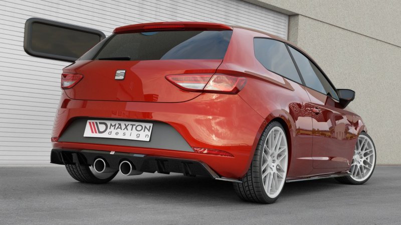 Maxton Diffusor Heck Ansatz V.2 für Seat Leon Cupra Mk3 FL Hatchback schwarz Hochglanz SE-LE-3F-CU-RS2-G