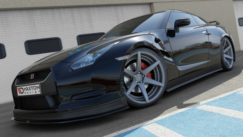 Maxton Seitenschweller Ansatz für NISSAN GT-R vor Facelift COUPE (R35-SERIES) schwarz Hochglanz NI-GTR-3-SD1-G