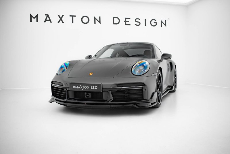 Maxton Front Ansatz Porsche 911 Turbo S Sport Package 992 schwarz Hochglanz PO-911-992-TURBO-S-SPORT-FD1-G