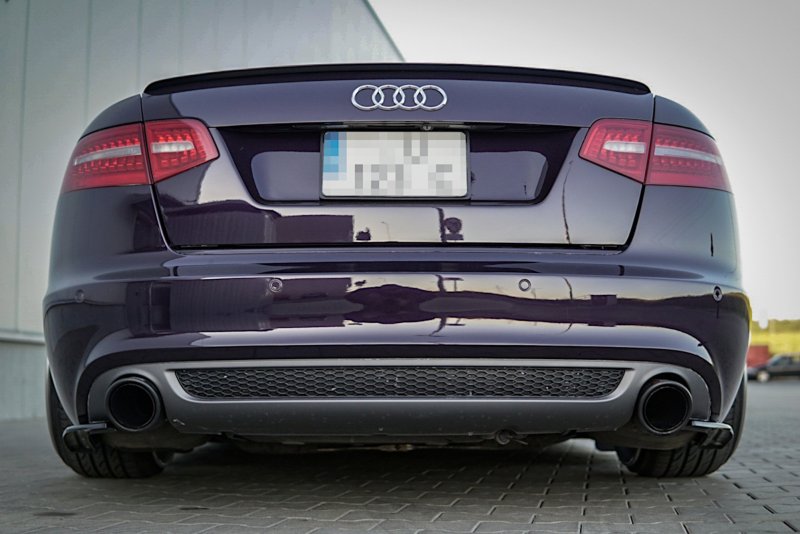 Maxton Heck Ansatz Flaps Diffusor für Audi A6 S-Line C6 / C6 FL Limousine / Avant schwarz Hochglanz AU-A6-C6F-SLINE-RSD1-G