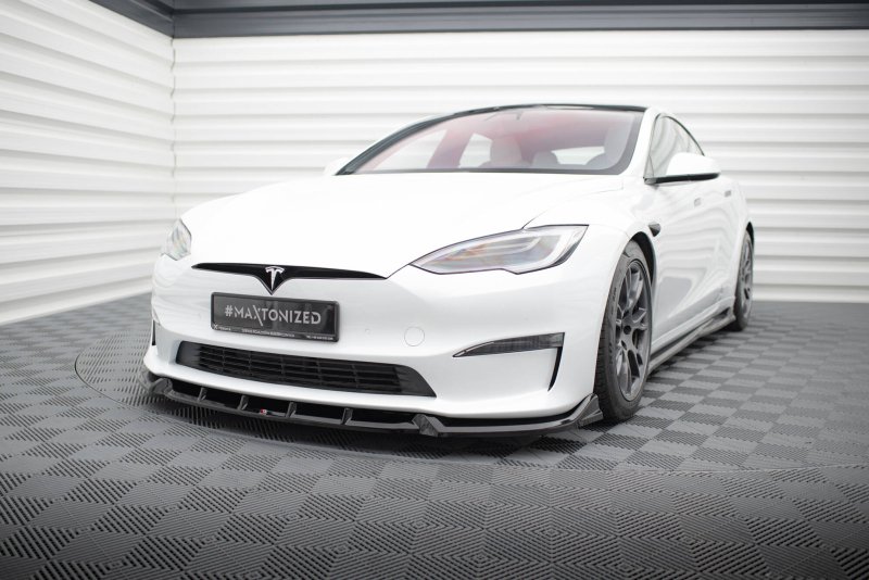 Maxton Front Ansatz V.1 Tesla Model S Plaid Mk1 Facelift schwarz Hochglanz TE-MODELS-1F2-PL-FD1-G