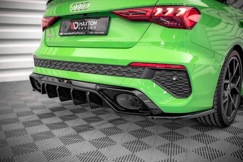 Maxton Heck Ansatz Flaps Diffusor für Audi RS3 Limousine 8Y schwarz Hochglanz AU-RS3-8Y-S-RSD1-G