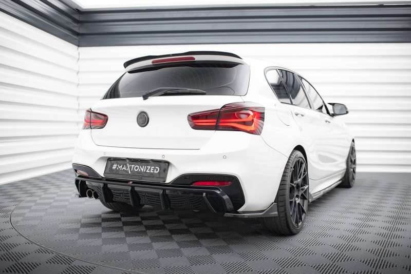 Maxton Heck Ansatz Flaps Diffusor (heckansatz V.3) BMW 1er M-Paket / M140i F20 Facelift schwarz Hochglanz BM-1-F20F-M-RSD4-G