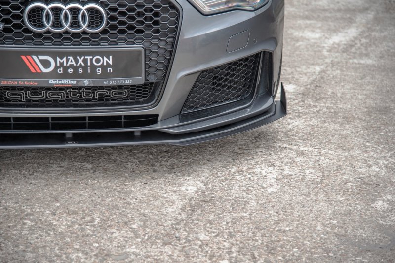 Maxton Racing Front Ansatz für passend +Flaps für Audi RS3 8V Sportback schwarz Hochglanz AURS38VCNC-FD3B+FSF1-G