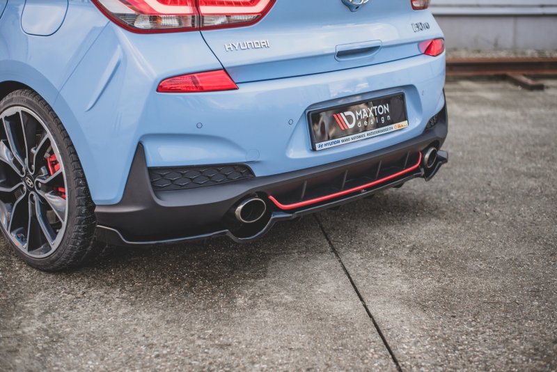 Maxton Mittlerer Diffusor Heck Ansatz DTM Look für Hyundai I30 N Mk3 Hatchback schwarz Hochglanz HY-I30-3-N-RD1G+RD2-G