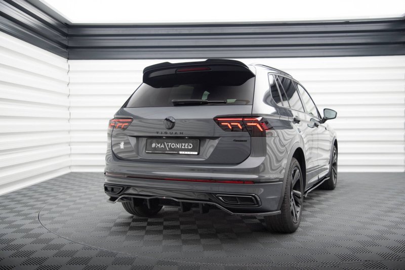 Maxton Mittlerer Cup Diffusor Heck Ansatz VW Tiguan R-Line Mk2 Facelift schwarz Hochglanz VW-TI-2F-RLINE-RD1G+RD2-G