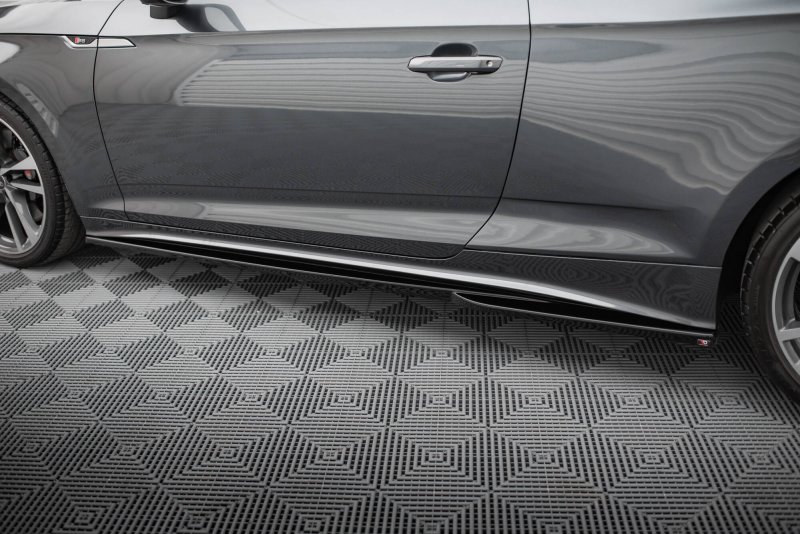 Maxton Seitenschweller Ansatz Audi S5 Coupe / A5 S-Line Coupe F5 Facelift schwarz Hochglanz AU-S5-2F-SD2-G