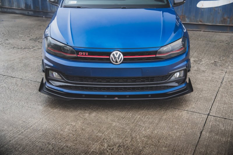Maxton Racing Front Ansatz für passend +Flaps für Volkswagen Polo AW GTI schwarz Hochglanz VWPO6GTICNC-FD3B+FSF1-G