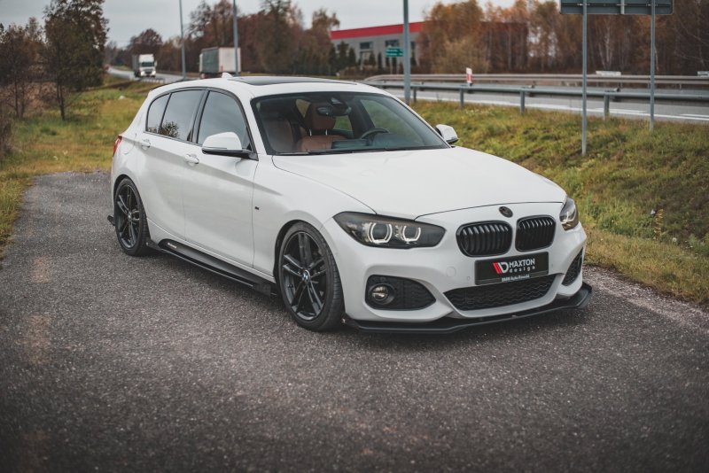Maxton Racing Seitenschweller Ansatz für V.2 + Flaps BMW 1er F20 M135i / M140i / M-Paket schwarz Hochglanz BM1F20FMCNC-SD2B+SRF1-G