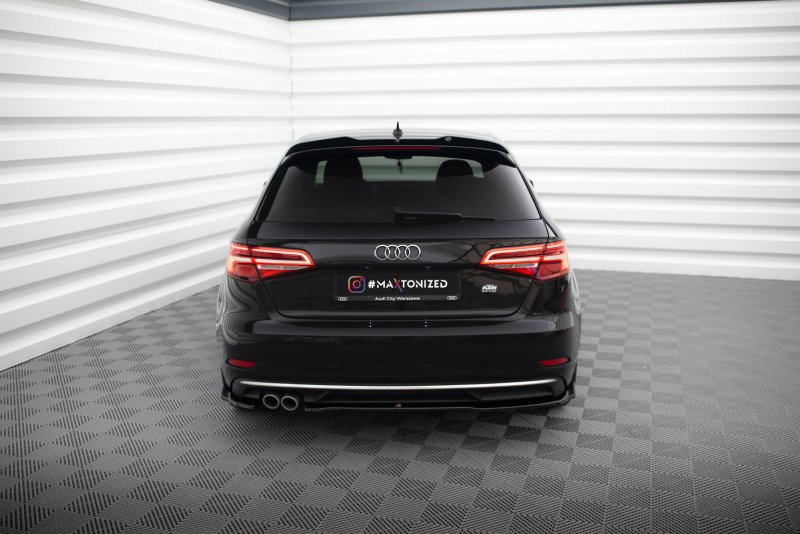 Maxton Heck Ansatz Flaps Diffusor Audi A3 Sportback 8V Facelift schwarz Hochglanz AU-A3-3F-SB-RSD1-G