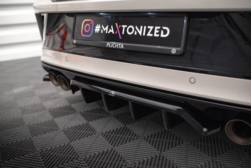 Maxton Mittlerer Diffusor Heck Ansatz DTM Look für Volkswagen T-Roc R Mk1 Facelift schwarz Hochglanz VW-T-ROC-1-R-RD1G+RD2-G