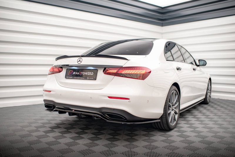 Maxton Mittlerer Diffusor Heck Ansatz DTM Look für Mercedes-Benz E AMG-Line W213 Facelift schwarz Hochglanz ME-E-213F-AMGLINE-RD1G+RD2-G