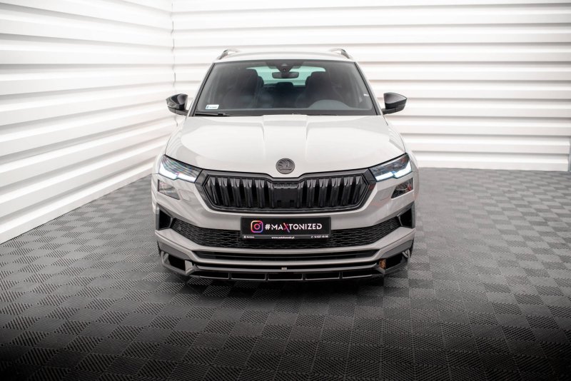 Maxton Front Ansatz für Skoda Karoq Sportline Mk1 Facelift schwarz Hochglanz SK-KA-1F-SL-FD1G+FD1R-G