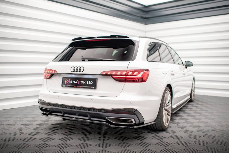 Maxton Mittlerer Diffusor Heck Ansatz DTM Look für Audi A4 S-Line B9 Facelift schwarz Hochglanz AU-A4-B9F-SLINE-RD1G+RD2-G