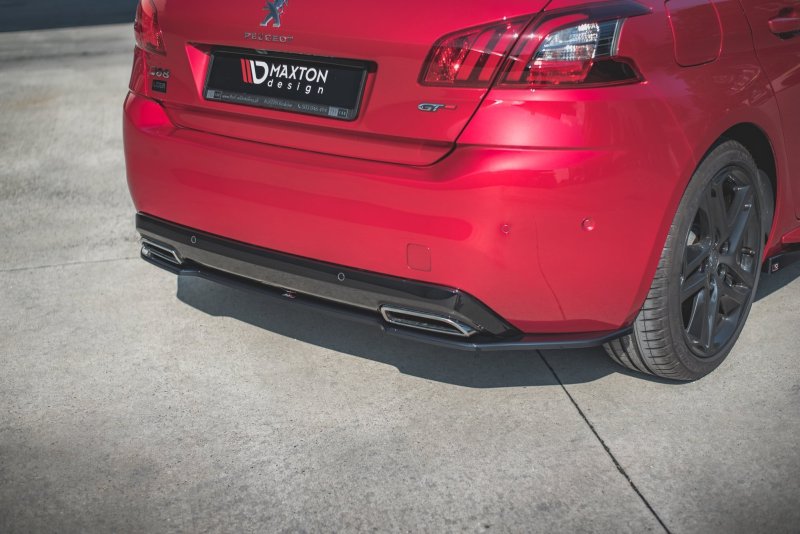 Maxton Mittlerer Diffusor Heck Ansatz für Peugeot 308 GT Mk2 Facelift schwarz Hochglanz PE-308-2F-GT-RD1-G