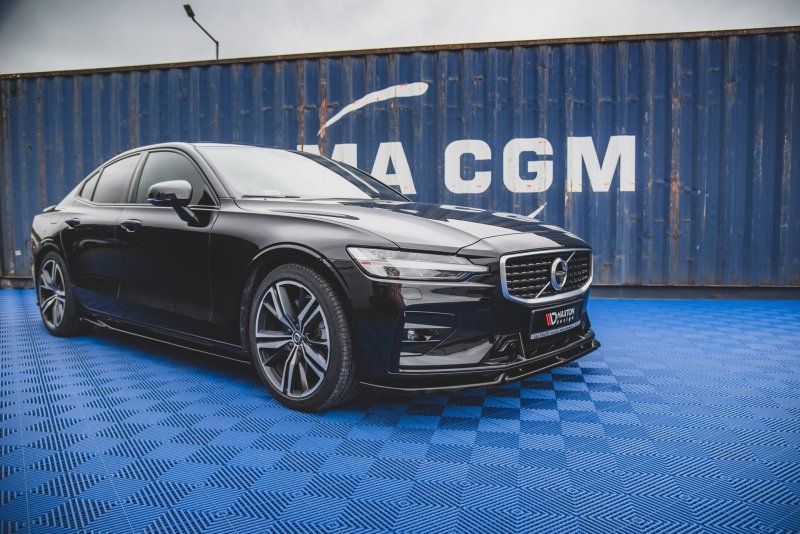 Maxton Seitenschweller Ansatz für V.1 für Volvo S60/V60 R-Design Mk3 schwarz Hochglanz VO-S60-3-RDESIGN-SD1-G