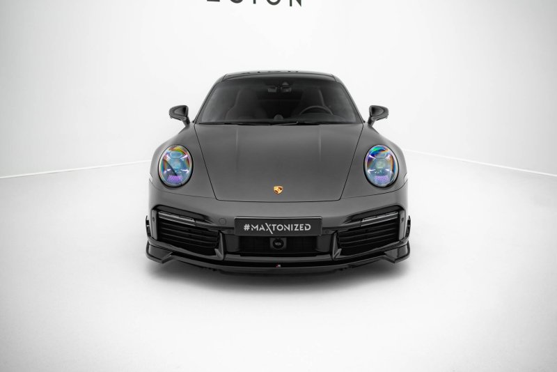 Maxton Front Ansatz Porsche 911 Turbo S Sport Package 992 schwarz Hochglanz PO-911-992-TURBO-S-SPORT-FD1-G