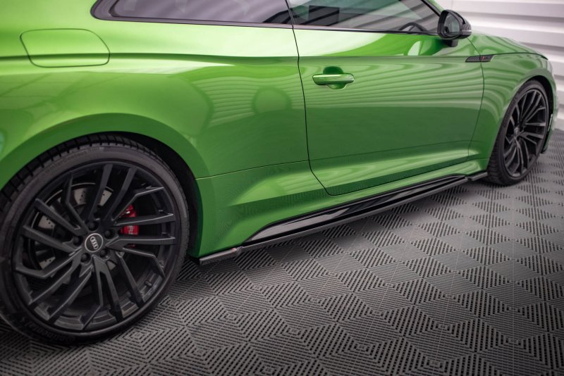 Maxton Seitenschweller Ansatz für Audi RS5 Coupe F5 Facelift schwarz Hochglanz AU-RS5-2F-C-SD1-G