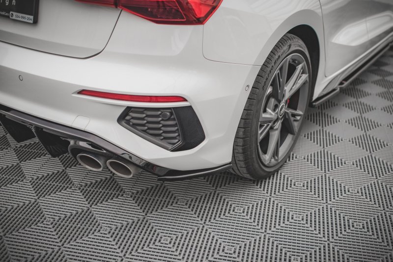 Maxton Heck Ansatz Flaps Diffusor V.2 für Audi S3 Sportback 8Y schwarz Hochglanz AU-A3-8Y-SLINE-RSD2-G