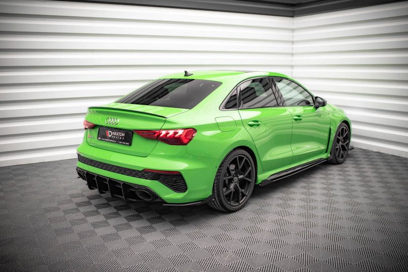 Maxton Street Pro Heck Ansatz Flaps Diffusor +Flaps für Audi RS3 Limousine 8Y schwarz Hochglanz AURS38YSCNC-RSD1BRB+RSF1-G