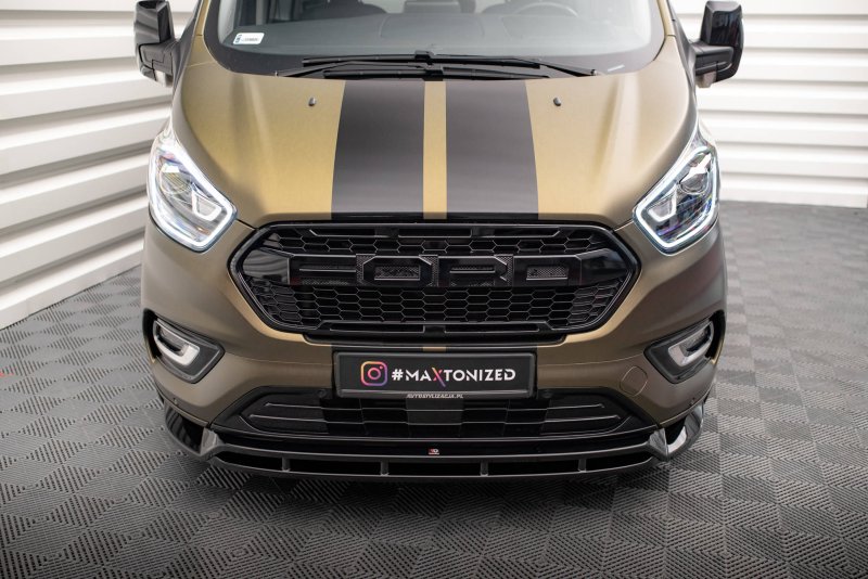 Maxton Front Ansatz für Ford Tourneo Custom Mk1 Facelift schwarz Hochglanz FO-TOC-1F-FD1G+FD1R-G
