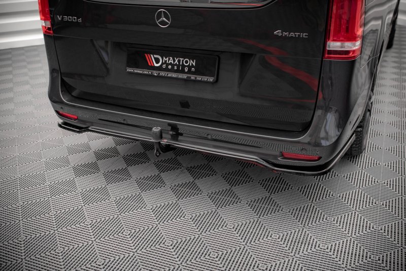 Maxton Mittlerer Diffusor Heck Ansatz DTM Look für Mercedes-Benz V-Klasse AMG-Line W447 Facelift schwarz Hochglanz ME-V-447F-AMGLINE-RD1G+RD2-G