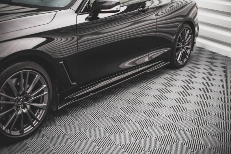 Maxton Seitenschweller Ansatz für Infiniti Q60 S Mk2 schwarz Hochglanz IN-Q60S-2-SD1-G