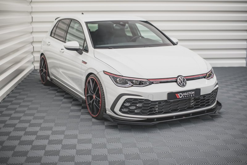 Maxton Racing Front Ansatz für passend +Flaps für Volkswagen Golf 8 GTI schwarz Hochglanz VWGO8GTICNC-FD1BRB+FSF1-G