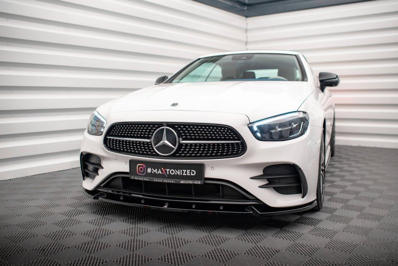 Maxton Front Ansatz V.2 Mercedes-Benz E-Klasse W213 Coupe Facelift (C238 Facelift) / Cabriolet (A238 Facelift) AMG-Line / 53 AMG schwarz Hochglanz ME-E-213F-AMGLINE-C-FD2-G