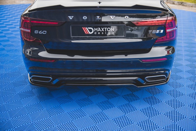 Maxton Mittlerer Diffusor Heck Ansatz für Volvo S60/V60 R-Design Mk3 schwarz Hochglanz VO-S60-3-RDESIGN-RD1-G