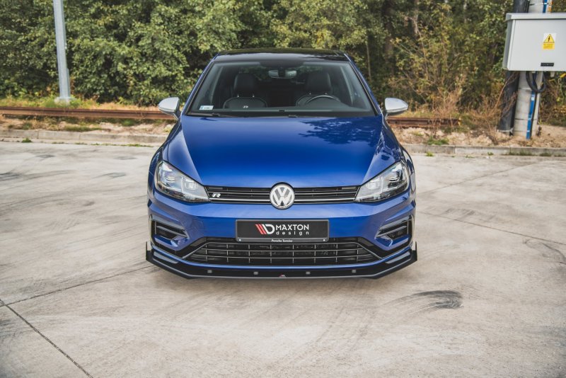 Maxton Racing Front Ansatz für passend +Flaps für VW Golf 7 R / R-Line Facelift schwarz Hochglanz VWGO7FRCNC-FD2B+FSF1-G