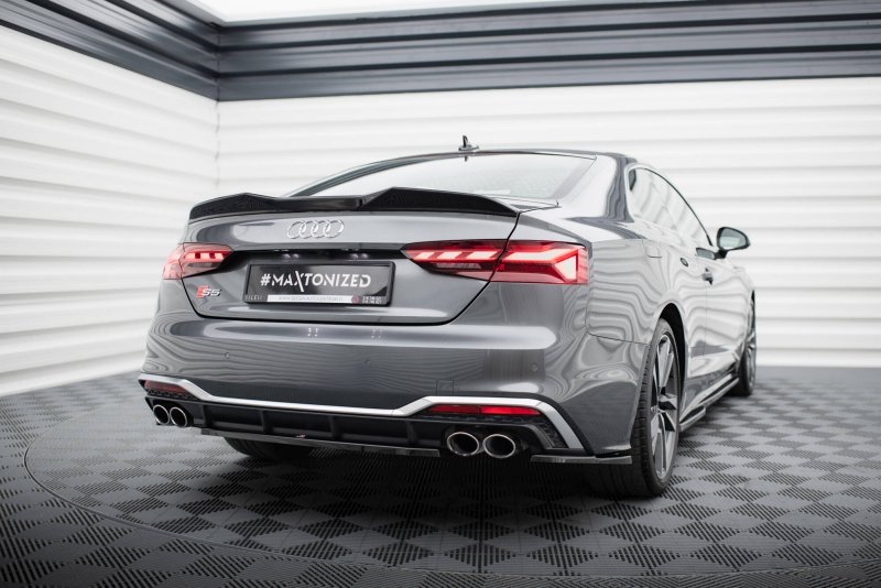 Maxton Spoiler CAP Abrisskante 3D Audi S5 Coupe / A5 S-Line Coupe F5 Facelift schwarz Hochglanz AU-S5-2F-CAP1-G