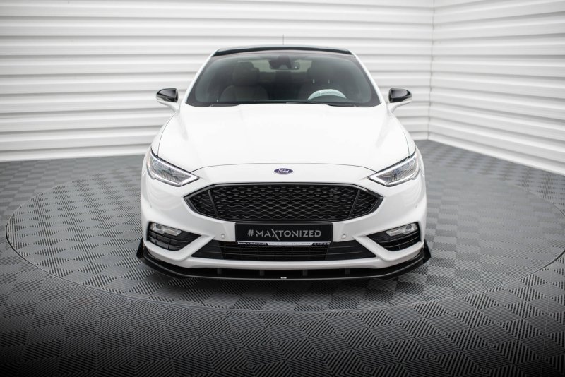 Maxton Street Pro Front Ansatz + Flaps Ford Mondeo Sport Mk5 Facelift / Fusion Sport Mk2 Facelift schwarz Hochglanz FOMO5FSPORTCNC-FD1B+FSF1-G