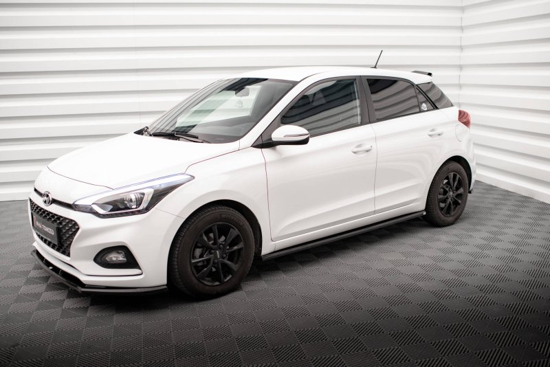 Maxton Seitenschweller Ansatz für Hyundai I20 Mk2 Facelift schwarz Hochglanz HY-I20-2F-SD1-G