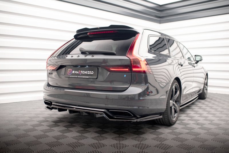 Maxton Mittlerer Diffusor Heck Ansatz DTM Look für Volvo V90 R-Design Mk2 schwarz Hochglanz VO-V90-2-RDESIGN-RD1G+RD2-G