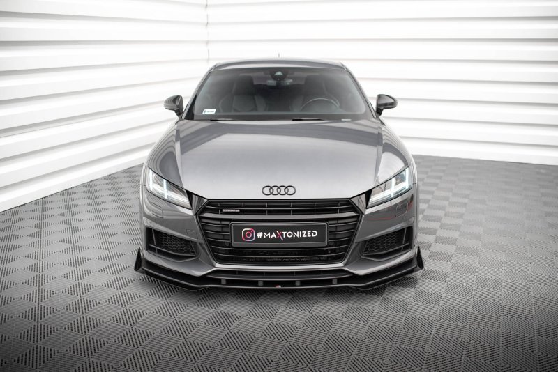 Maxton Street Pro Front Ansatz + Flaps Audi TT S / S-Line 8S schwarz Hochglanz AUTT3SLINECNC-FD1BRB+FSF1-G