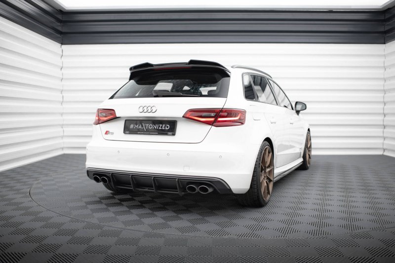 Maxton Spoiler CAP Abrisskante 3D Audi S3 / A3 S-Line Sportback / Hatchack 8V schwarz Hochglanz AU-S3-8V-SB-CAP3D1-G