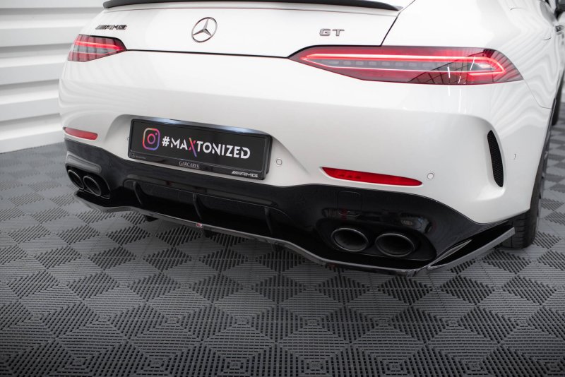Maxton Mittlerer Cup Diffusor Heck Ansatz Mercedes-AMG GT 43 4 Door Coupe V8 Styling Package schwarz Hochglanz ME-GT-4D-43-V8-RD1G+RD2-G