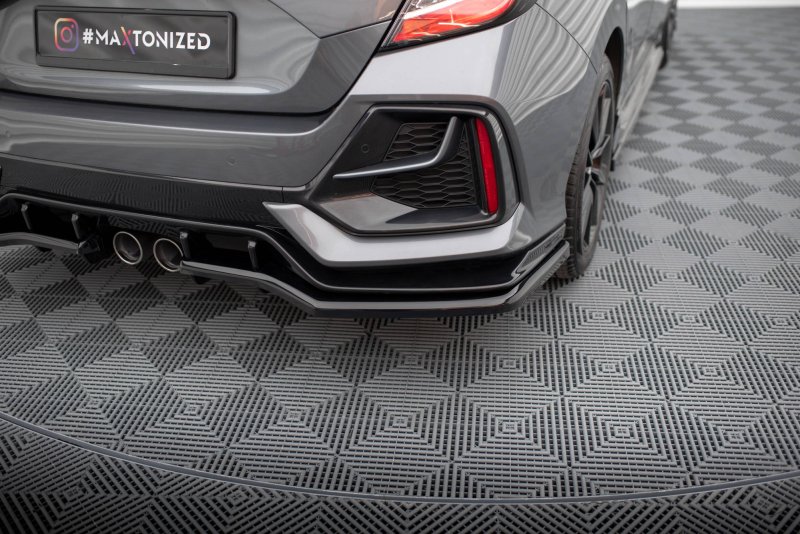 Maxton Mittlerer Diffusor Heck Ansatz DTM Look für Honda Civic Sport Mk 10 Facelift schwarz Hochglanz HO-CI-10-SPORT-RSD1G+RD1-G