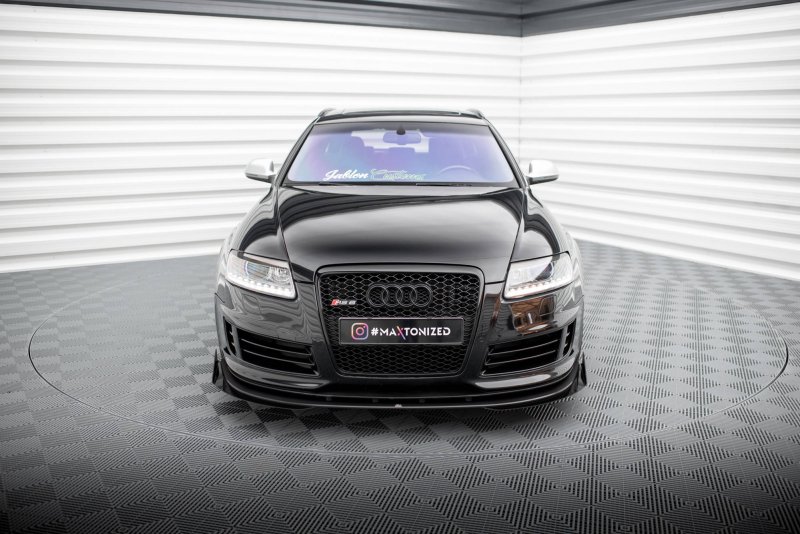 Maxton Street Pro Front Ansatz für +Flaps für + Flaps Audi RS6 Avant C6 schwarz Hochglanz AURS6C6CNC-FD3BRB+FSF1-G
