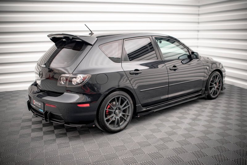 Maxton Street Pro Seitenschweller Ansatz für + Flaps Mazda 3 MPS Mk1 schwarz Hochglanz MA3MPS1CNC-SD1BRB+SF1-G