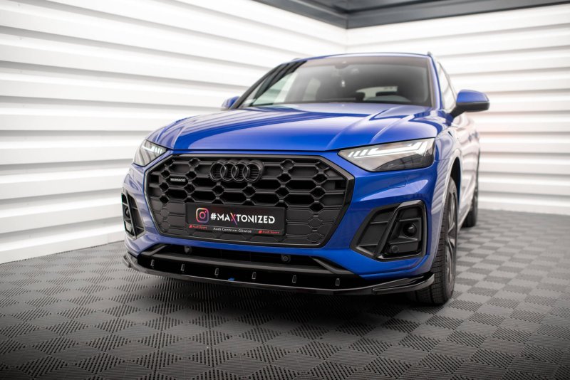 Maxton Front Ansatz V.2 für Audi SQ5 / Q5 S-Line SUV / Sportback Mk2 Facelift schwarz Hochglanz AU-SQ5-2F-SB-FD2-G