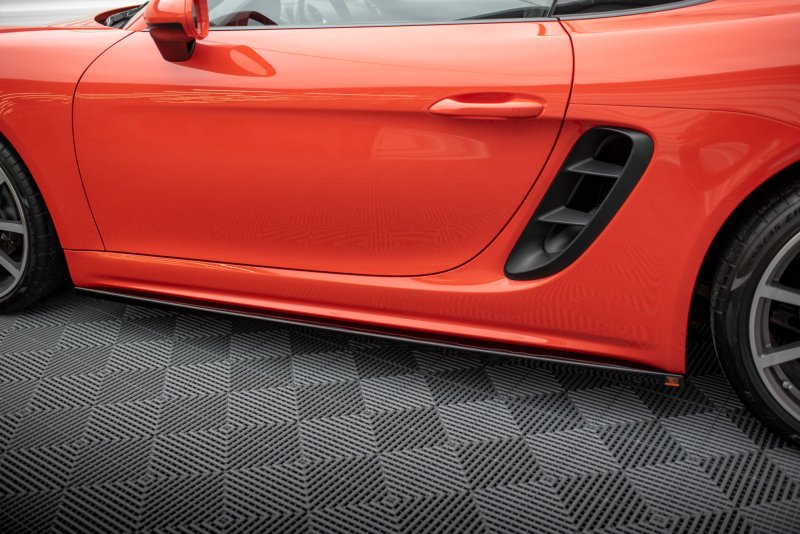 Maxton Seitenschweller Ansatz für Porsche 718 Cayman 982c schwarz Hochglanz PO-CA-718-SD1-G