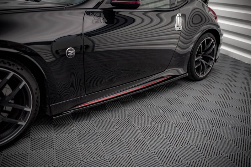 Maxton Seitenschweller Ansatz für V.1 für Nissan 370Z Nismo Facelift schwarz Hochglanz NI-370Z-NISMO-SD1-G