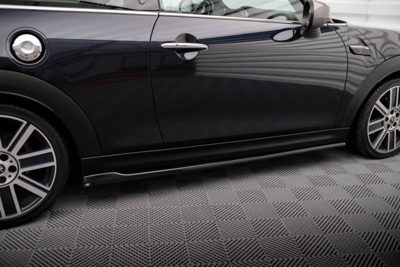 Maxton Seitenschweller Ansatz für Mini Cooper S F56 Facelift schwarz Hochglanz MC-S-3F-56-JCW-SD1-G