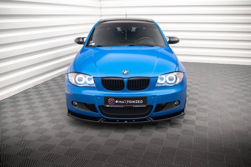 Maxton Front Ansatz V.2 BMW 1er M-Paket E87 / E81 Facelift schwarz Hochglanz BM-1-87F-MPACK-FD2-G