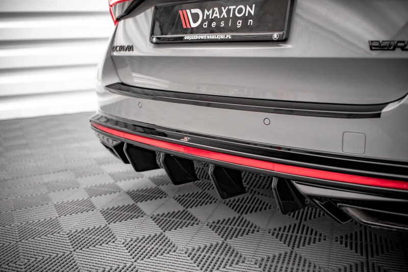 Maxton Diffusor Heck Ansatz für Skoda Octavia RS Mk4 schwarz Hochglanz SK-OC-4-RS-RS1G+RS1R-G